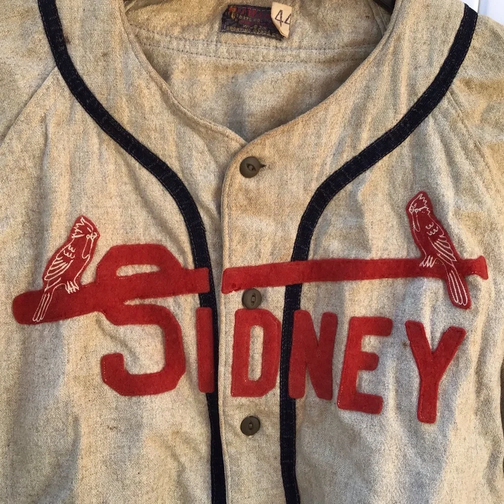 VINTAGE 1947 SIDNEY CARDINALS BASEBALL JERSEY WOOL SOUTHERN TIER LEAGUE CHAMPS - Picture 5 of 12